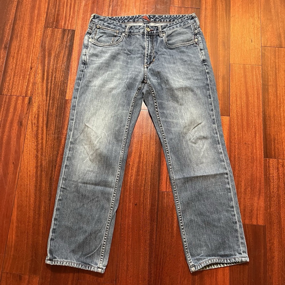 Tommy Bahama Jeans Mens 34x28 Gray Medium Wash Fade Whiskering Classic Straight